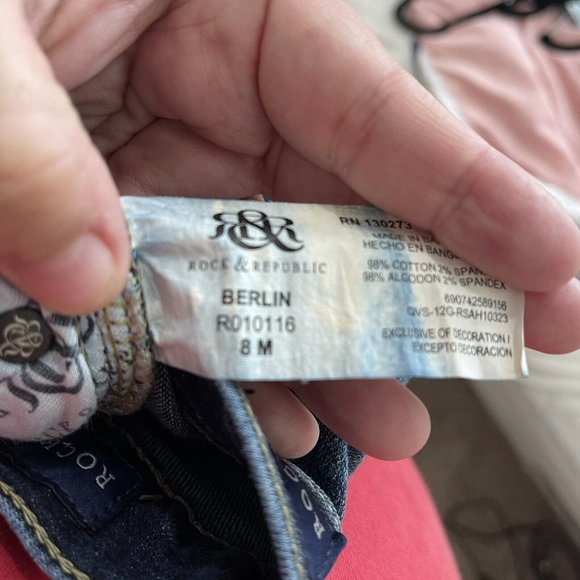 Rock and Republic Berlin Dark Wash Denim Skinny Mid-Rise Jeans Stretch Womens 8M - Picture 12 of 12